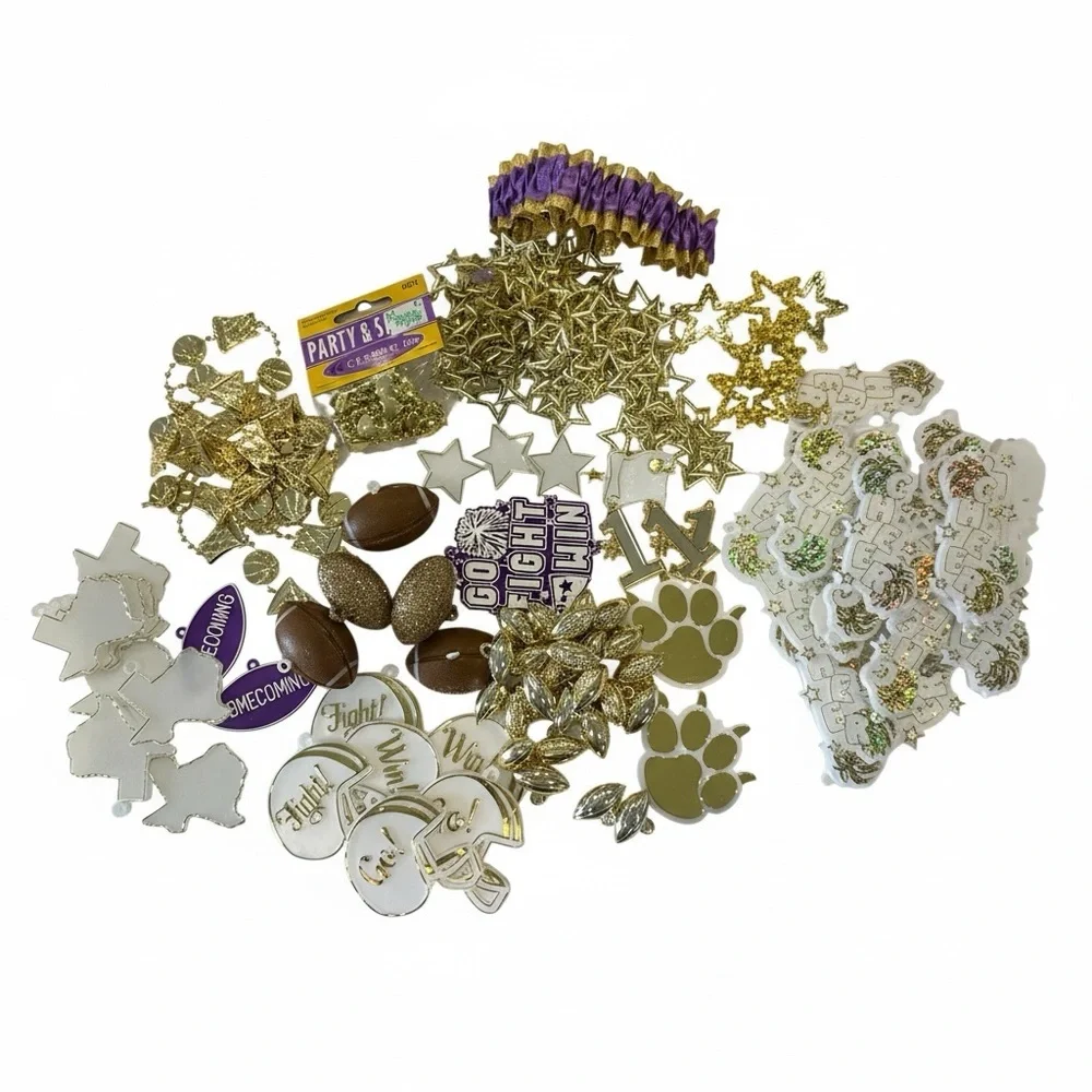 Homecoming Mum Garter Spirit Supplies Purple Gold Cheerleader Football LOT